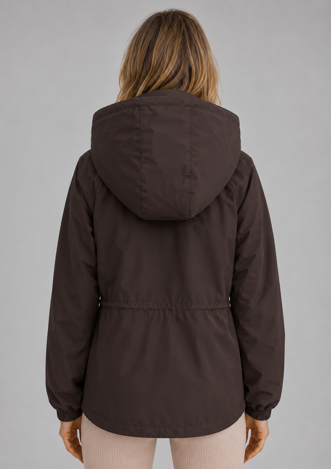 Hooded Rain Jacket – Water & Wind Resistant Drawstring Coat