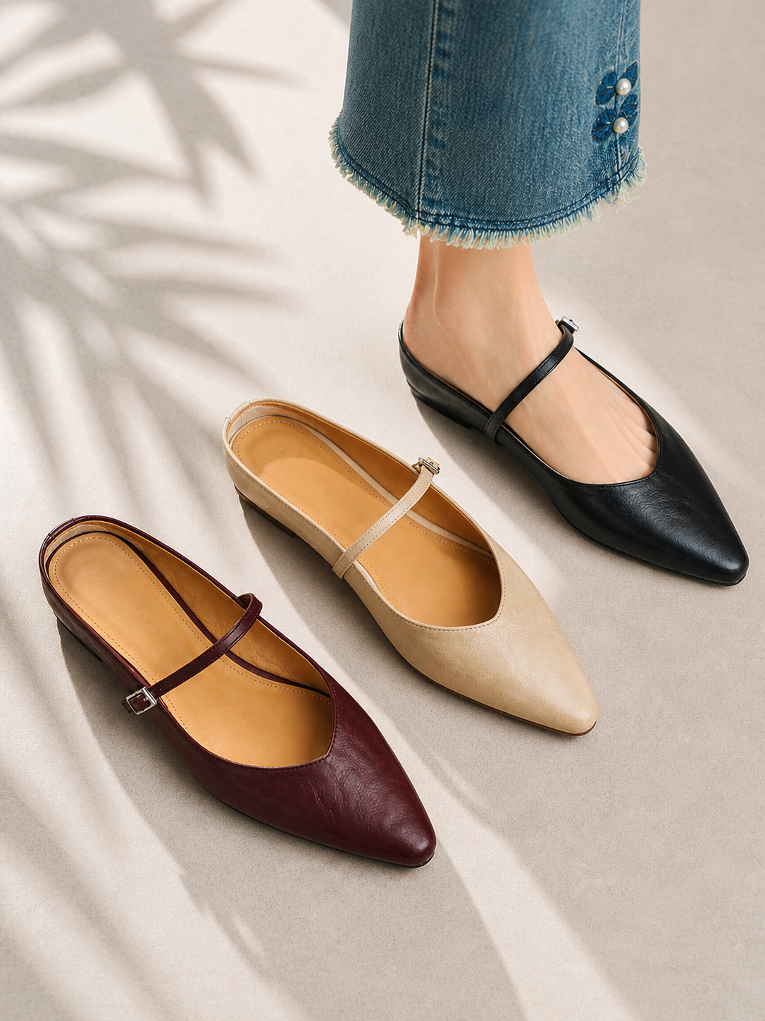 Pointed Mary Jane Mules