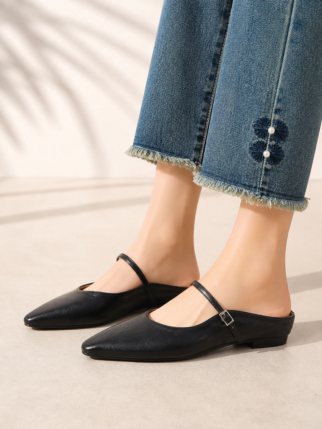 Pointed Mary Jane Mules