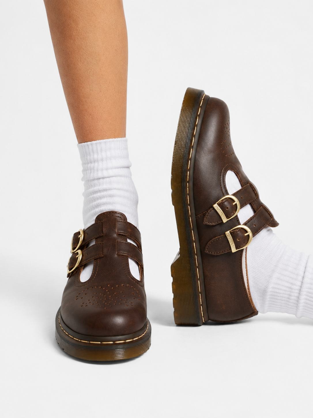 Double Buckle Mary Jane Flats