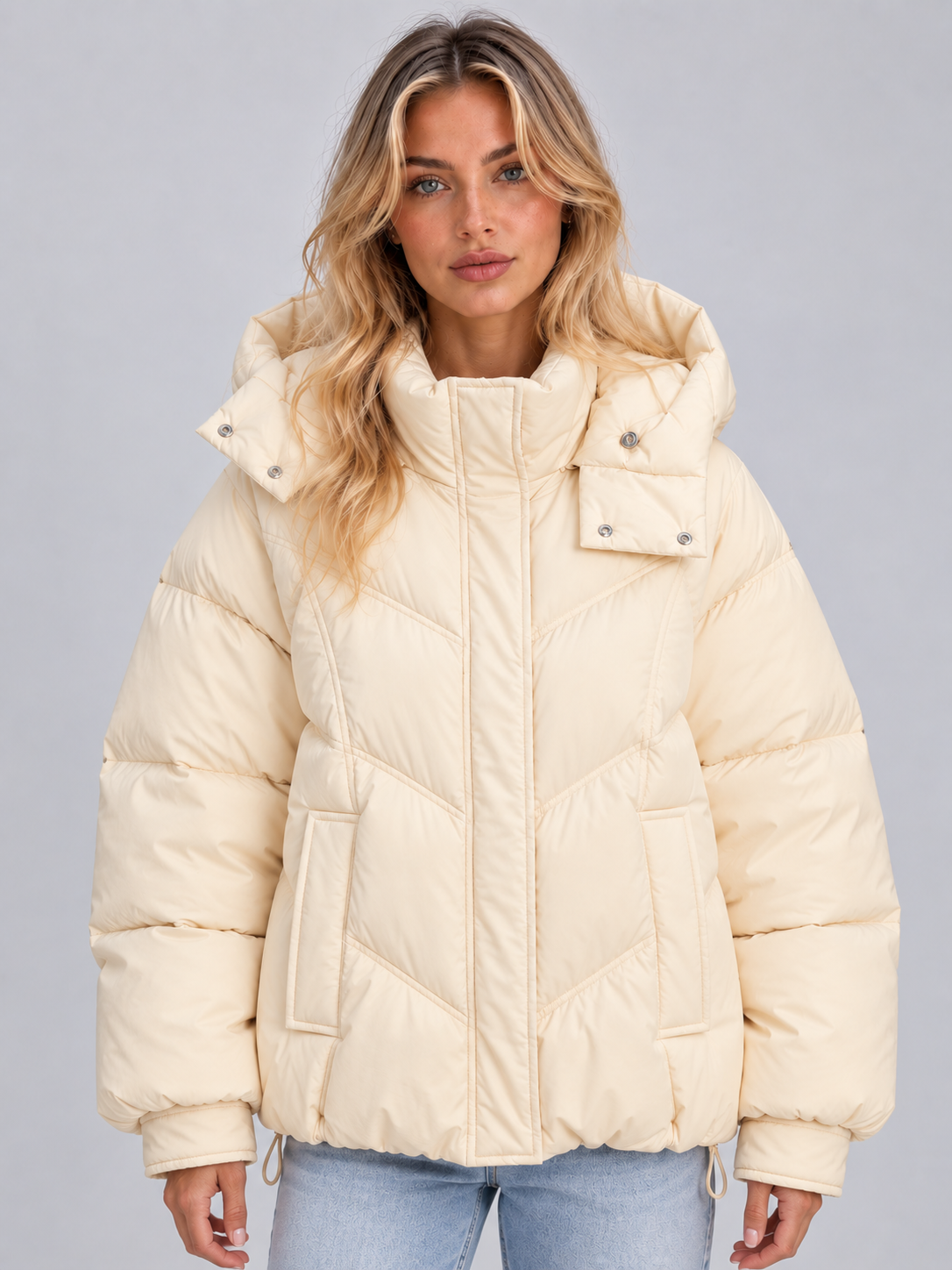 Oversized Hooded Quilted Puffer Jacket – Padded Winter Coat