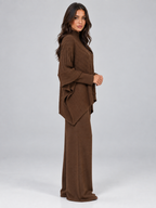 Ribbed Knit Co-Ord Set – Jumper & Wide Leg Trousers Two-Piece Outfit