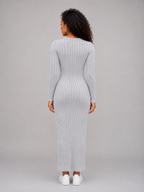 Ribbed Knit Maxi Dress – Long Sleeve Bodycon Style