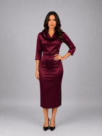 Satin Look Cowl Neck Midi Dress – Elegant Occasion Dress