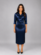 Satin Look Cowl Neck Midi Dress – Elegant Occasion Dress