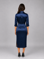 Satin Look Cowl Neck Midi Dress – Elegant Occasion Dress