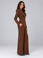 Tailored Two-Piece Trouser Suit – Belted Blazer & Wide Leg Trousers Set
