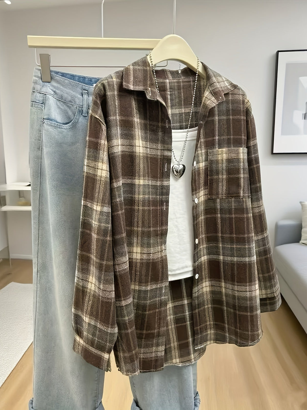 Overshirt Check Notched Collar
