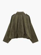 Faux Suede Bomber Jacket with Collar