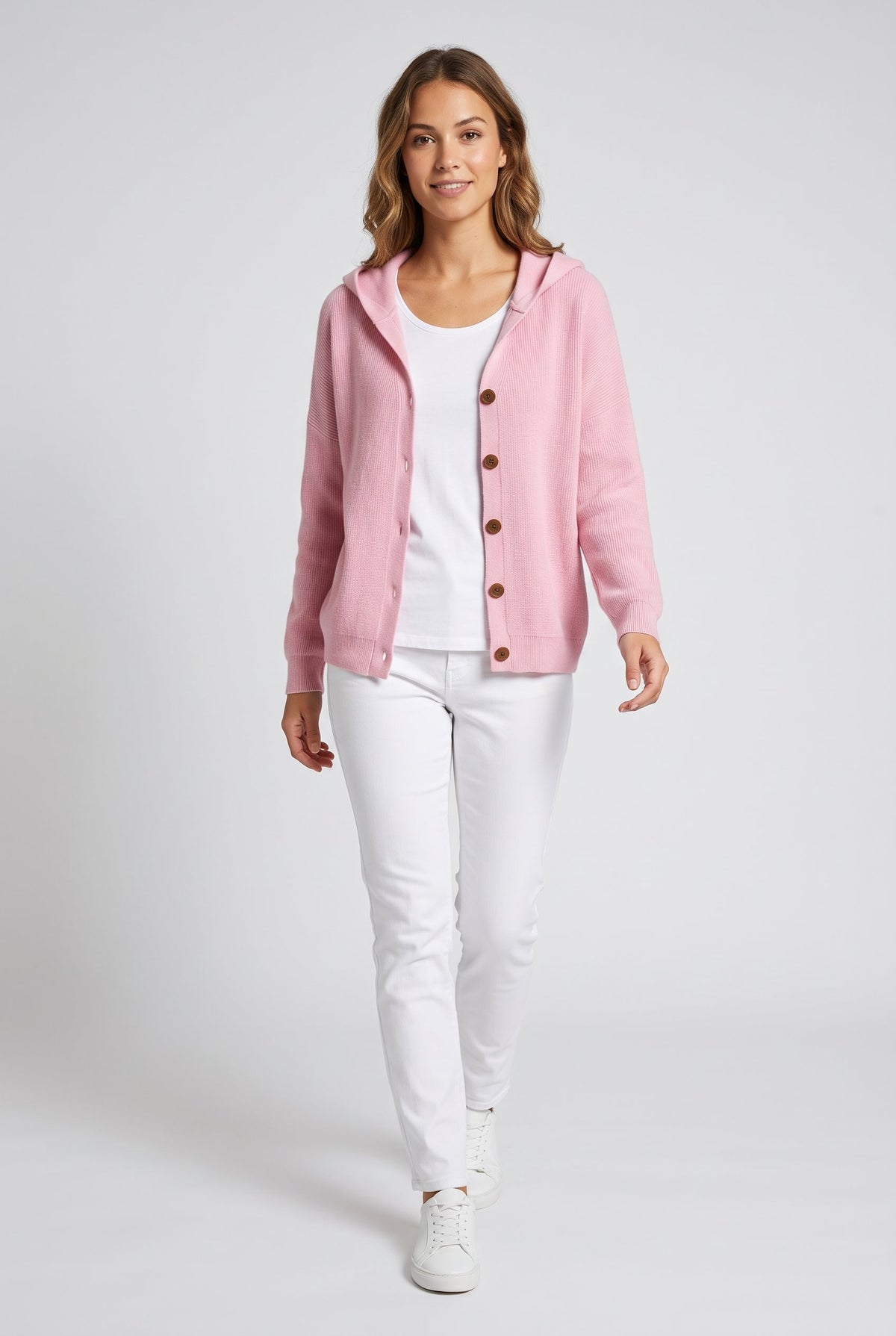 Aster – Sweater Cardigan, Hooded Button-Up Knit