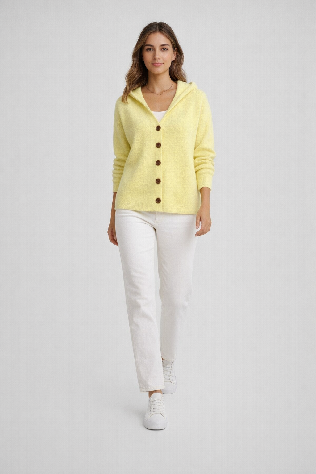 Aster – Sweater Cardigan, Hooded Button-Up Knit