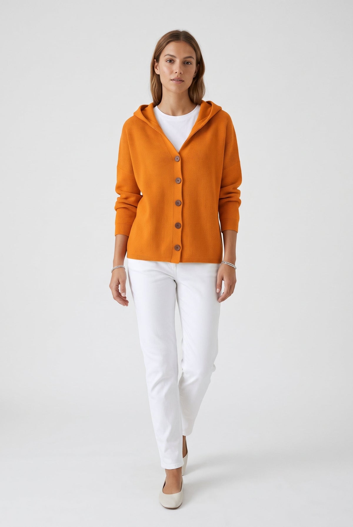 Aster – Sweater Cardigan, Hooded Button-Up Knit