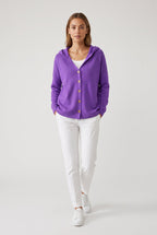 Aster – Sweater Cardigan, Hooded Button-Up Knit