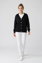 Aster – Sweater Cardigan, Hooded Button-Up Knit