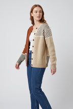 Sweater cardigan – striped knit V-neck relaxed fit