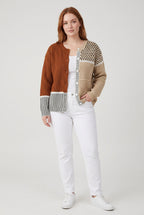 Sweater cardigan – striped knit V-neck relaxed fit