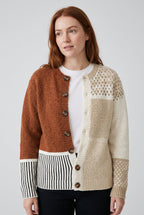 Sweater cardigan – striped knit V-neck relaxed fit