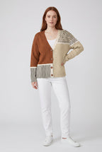 Sweater cardigan – striped knit V-neck relaxed fit