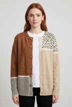 Sweater cardigan – striped knit V-neck relaxed fit