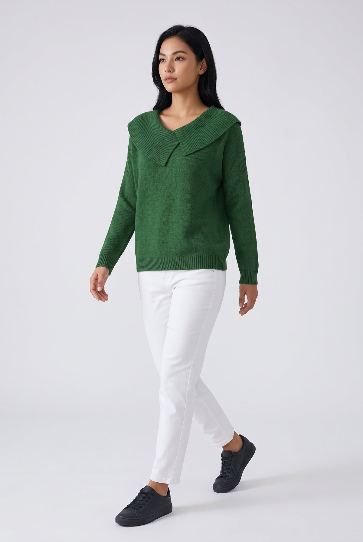 Sweater – ribbed knit relaxed fit long sleeve