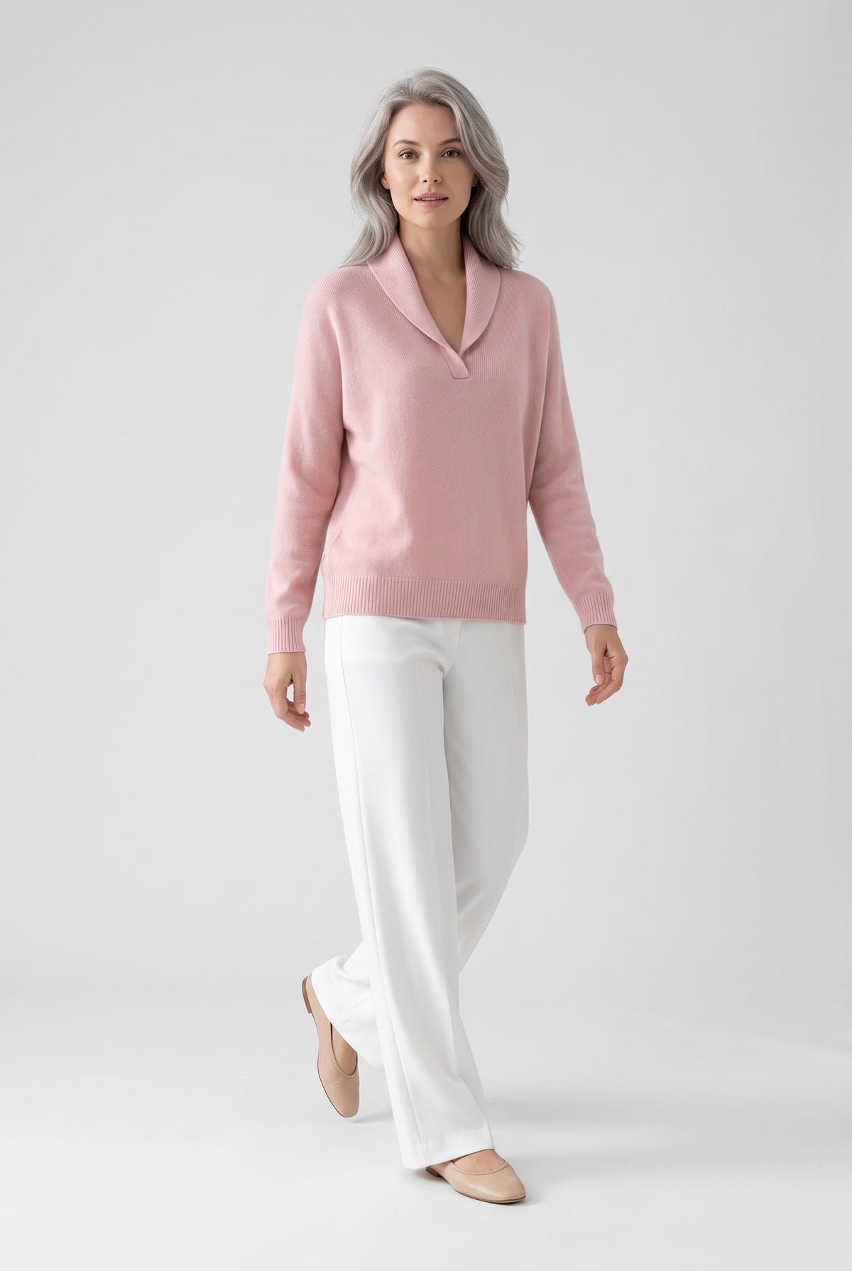 Sweater – women's relaxed ribbed V-neck