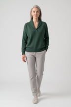 Sweater – women's relaxed ribbed V-neck