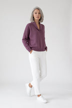 Sweater – women's relaxed ribbed V-neck