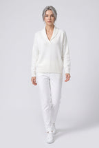 Sweater – women's relaxed ribbed V-neck