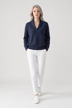 Sweater – women's relaxed ribbed V-neck