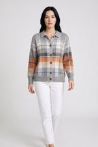 Sweater – Multicolor Checked Knit Cardigan