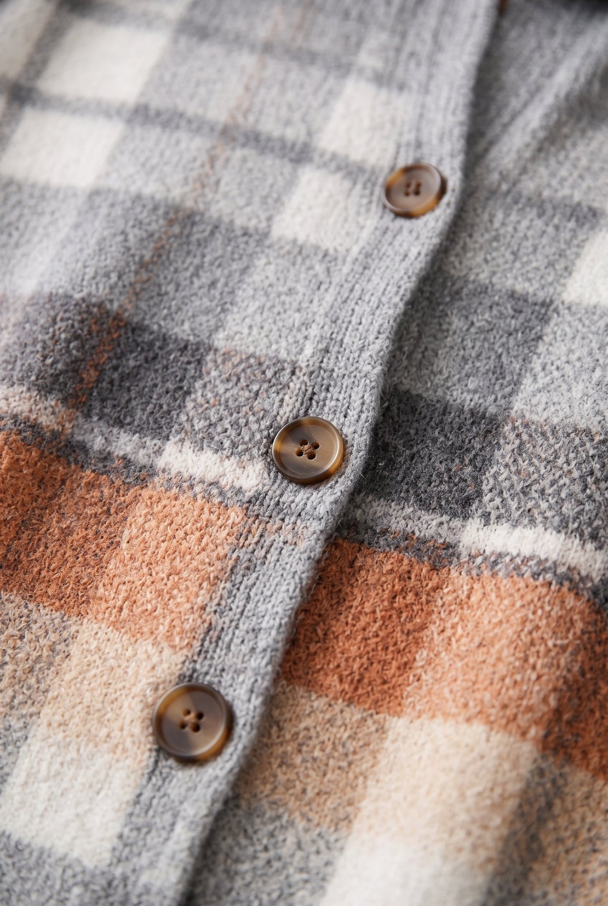 Sweater – Multicolor Checked Knit Cardigan