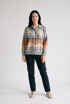 Sweater – Multicolor Checked Knit Cardigan