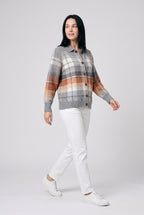 Sweater – Multicolor Checked Knit Cardigan
