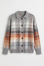 Sweater – Multicolor Checked Knit Cardigan