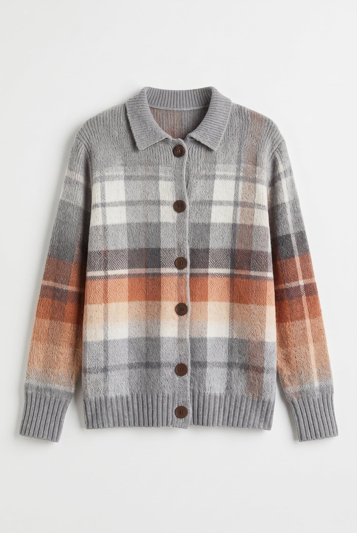 Sweater – Multicolor Checked Knit Cardigan