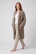 Jacket – Women's Beige Knit Cardigan Coat, Relaxed Fit