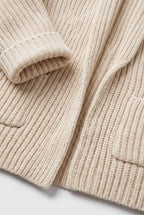 Jacket – Women's Beige Knit Cardigan Coat, Relaxed Fit