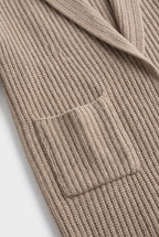 Jacket – Women's Beige Knit Cardigan Coat, Relaxed Fit