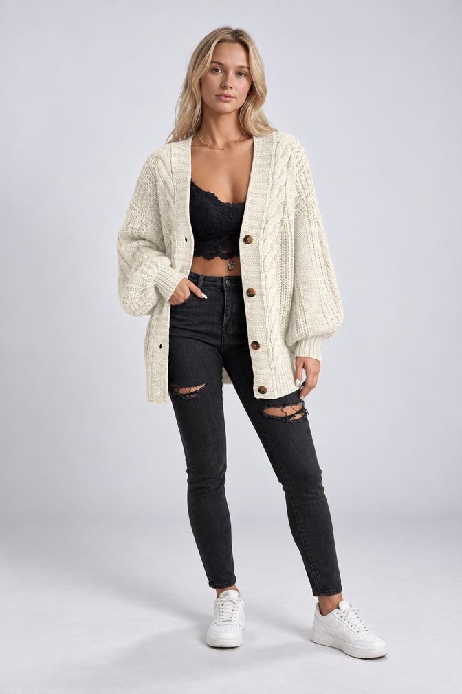 Mira – Women's Oversized Cable Knit Cardigan