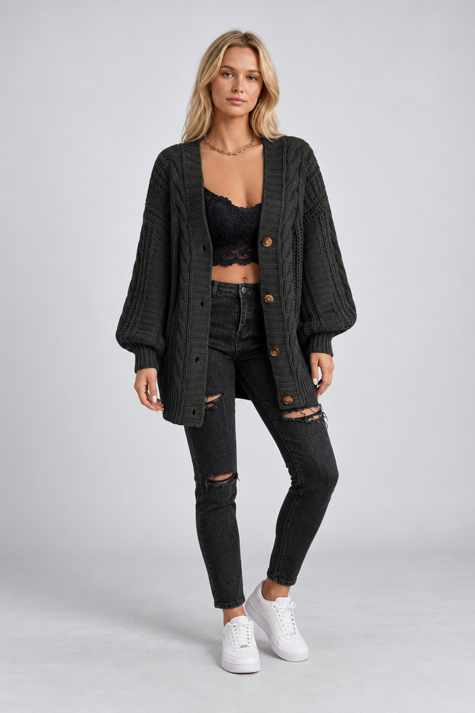 Mira – Women's Oversized Cable Knit Cardigan