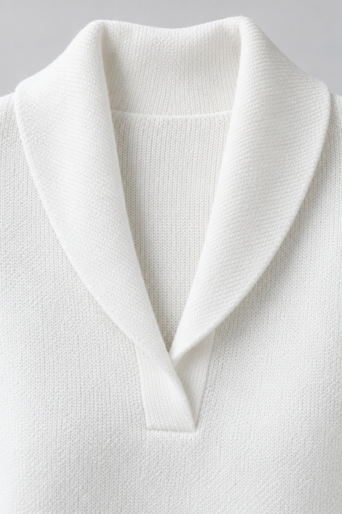 Ribbed Knit Sweater – Relaxed V-Neck Long Sleeve
