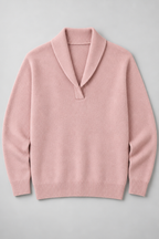 Ribbed Knit Sweater – Relaxed V-Neck Long Sleeve