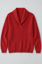 Ribbed Knit Sweater – Relaxed V-Neck Long Sleeve