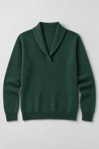 Ribbed Knit Sweater – Relaxed V-Neck Long Sleeve