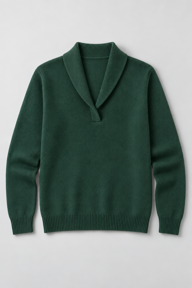 Ribbed Knit Sweater – Relaxed V-Neck Long Sleeve