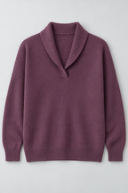 Ribbed Knit Sweater – Relaxed V-Neck Long Sleeve