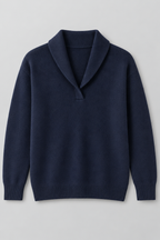 Ribbed Knit Sweater – Relaxed V-Neck Long Sleeve