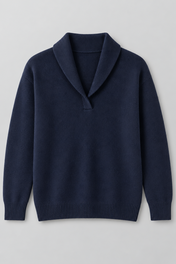 Ribbed Knit Sweater – Relaxed V-Neck Long Sleeve