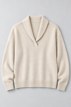 Ribbed Knit Sweater – Relaxed V-Neck Long Sleeve
