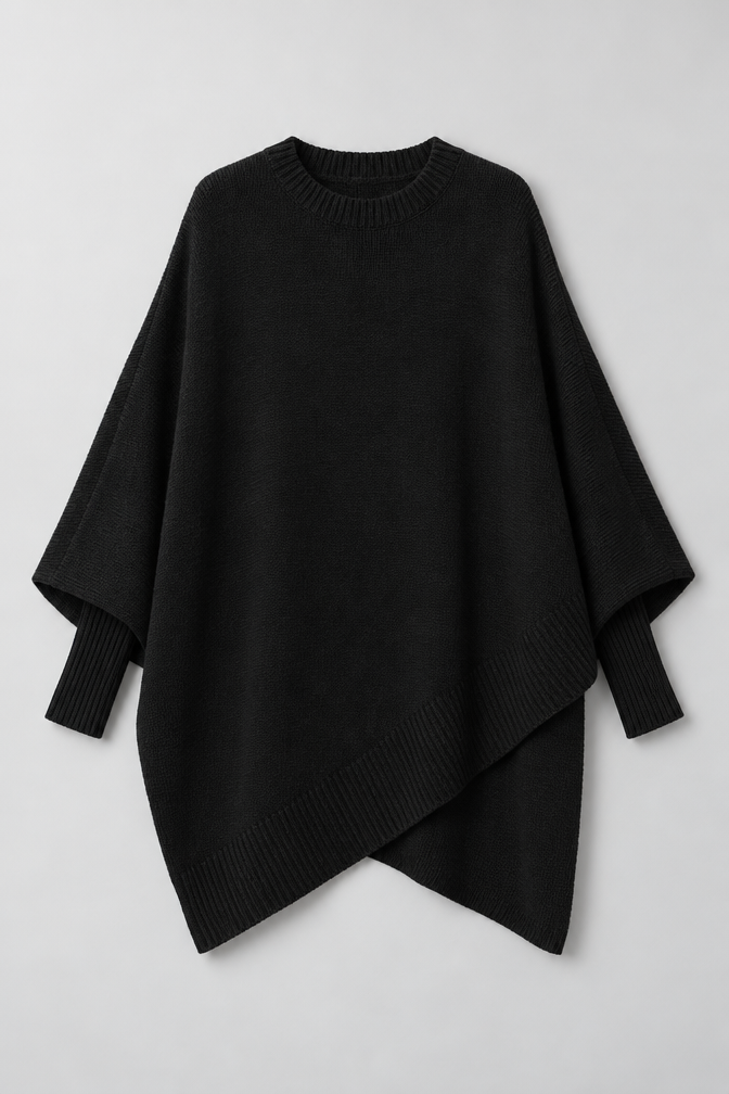 Cashmere Sweater – Oversized Batwing Asymmetric Hem